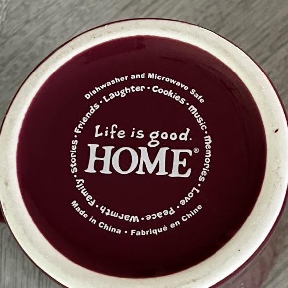 Life Is Good Burgundy Mug with White Text - Picture 3 of 3